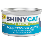 Пълноценна консервирана храна за котки GimCat SHINYCAT TUNA WITH SEA BREAM с парченца риба тон и ципура в натурален бульон